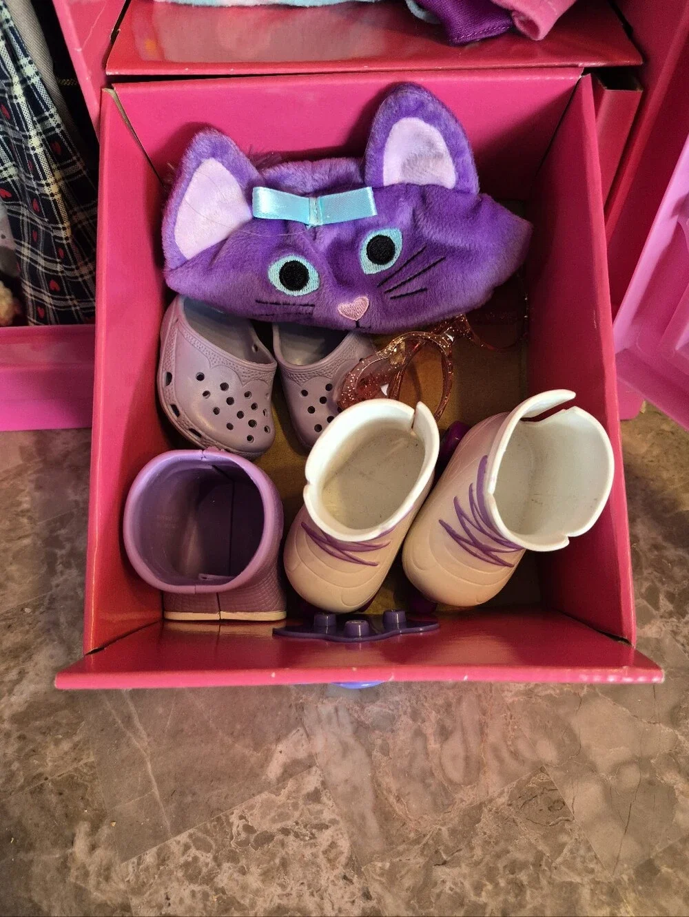 Pink Children's Wardrobe Storage Organizer - Compact Doll Closet
